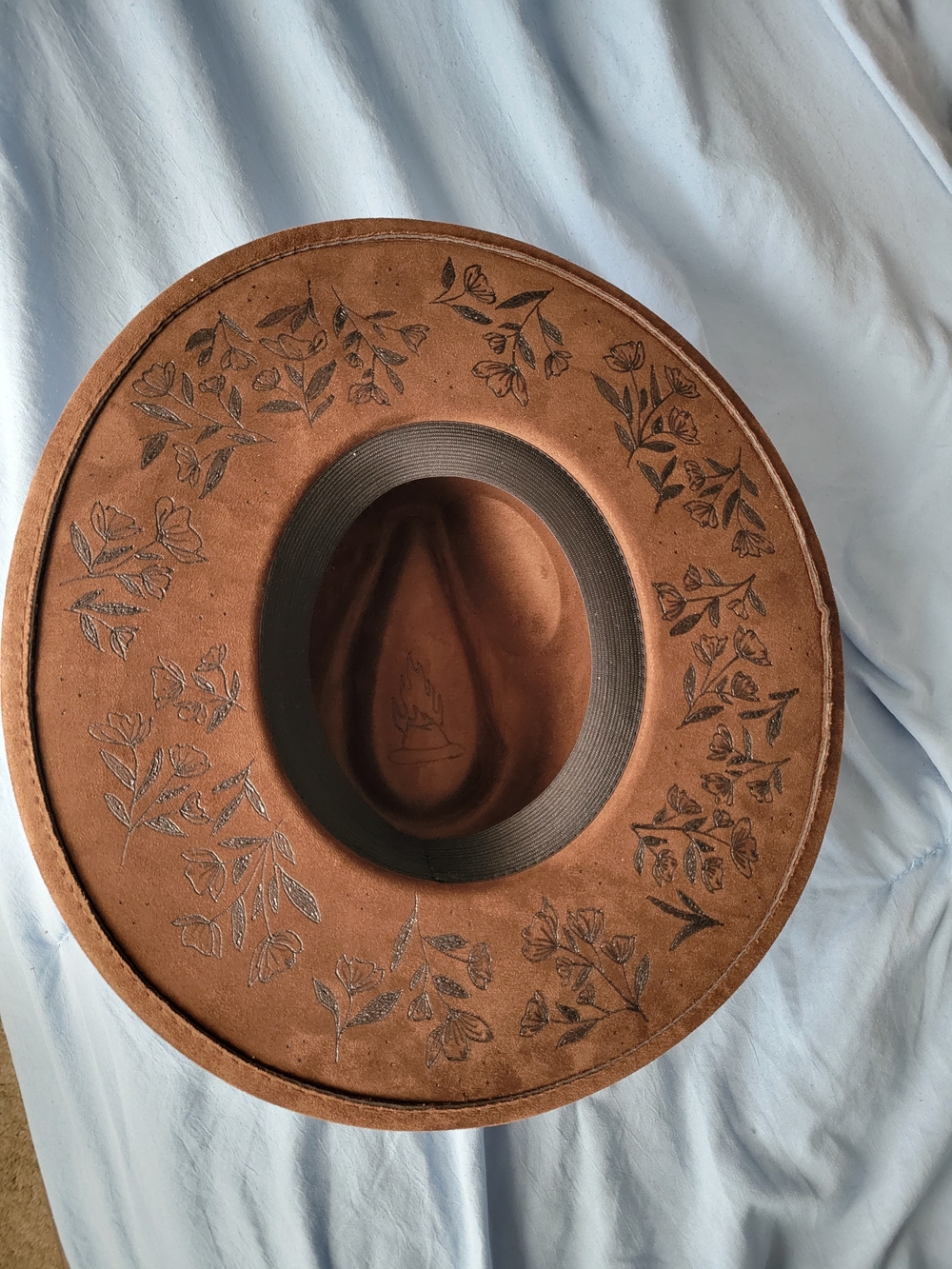 Hand Burned Dark Brown Fedora